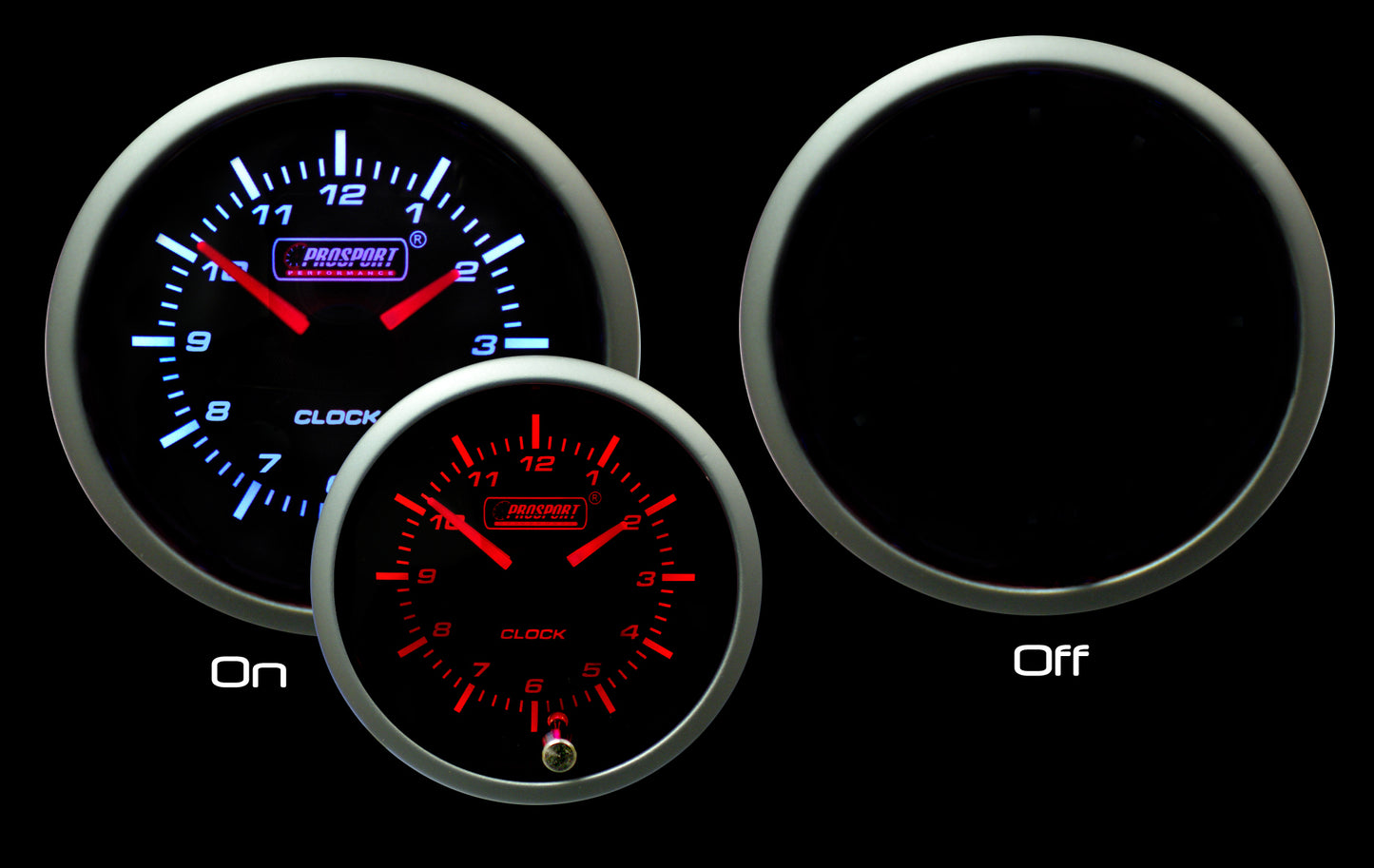 2-1/16" Premium Amber / White 12 volt Premium Clock