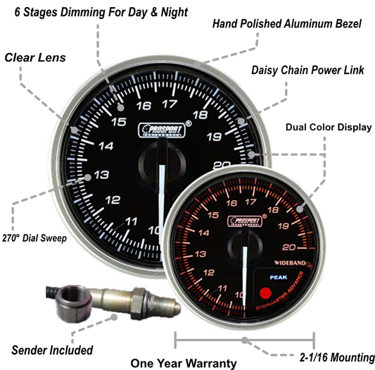 2-1/16" Supreme Wideband Digital Air Fuel Ratio kit