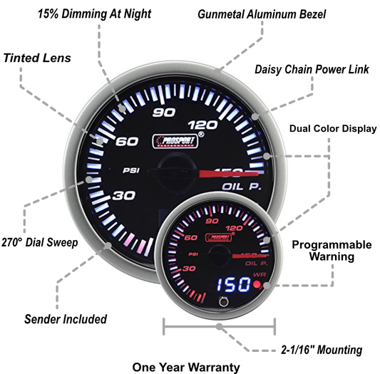 2-1/16" JDM Electrical Oil Pressure Gauge