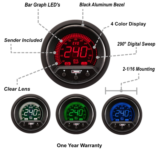 2-1/16" Premium Evo Electrical Oil Temperature Gauge