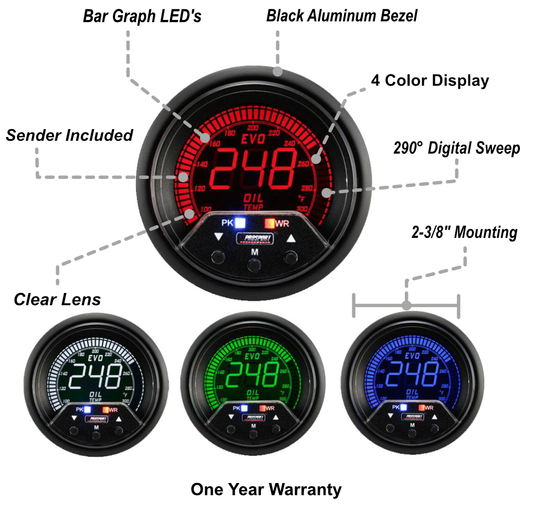 2-3/8" Premium Evo Electrical Oil Temperature Gauge