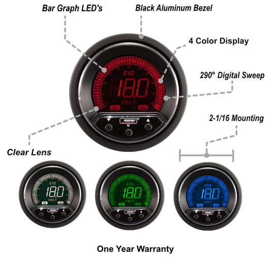 2-1/16" Premium Evo Electrical Volt Gauge