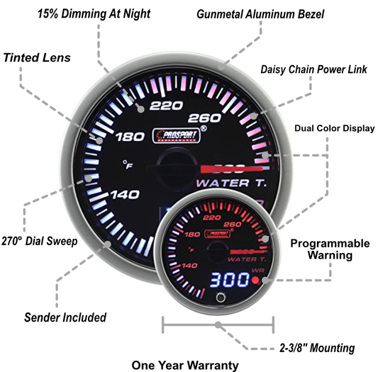 2-3/8" JDM Electrical Water Temperature Gauge