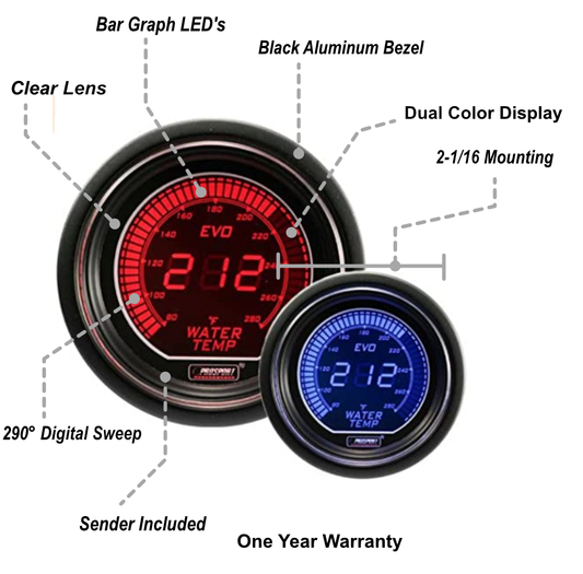 2-1/16" Evo Electrical Water Temperature Gauge