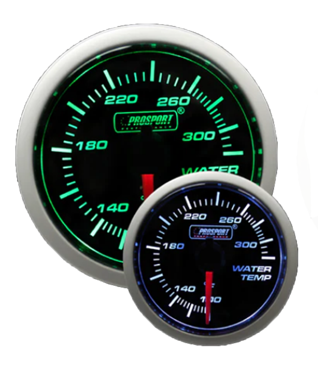 2-1/16" Green/White Water Temperature Gauge