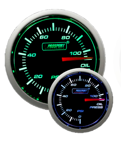 2-1/16" Green/White Oil Pressure Gauge