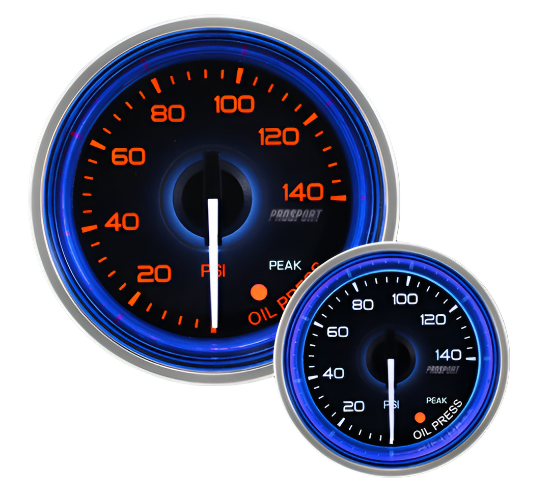 2-1/16" Crystal Blue/White Oil Pressure Gauge