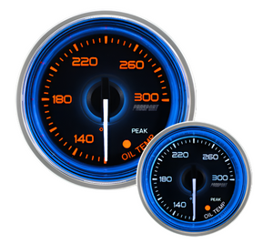 2-1/16" Crystal Blue/White Oil Temperature Gauge