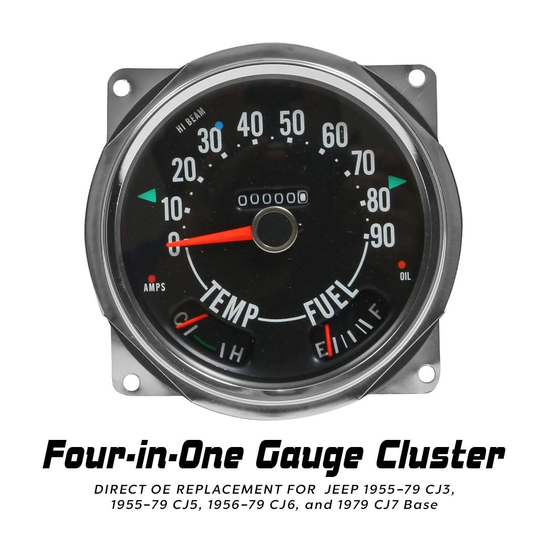 Jeep CJ 17206.04 Speedometer Cluster 0-90 MPH 1955-79 Jeep CJ3, CJ5, CJ6, CJ7