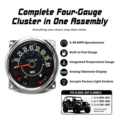 Jeep CJ 17206.05 Speedometer 1980-86 Jeep CJ-5, CJ-7 & CJ-8 Scrambler