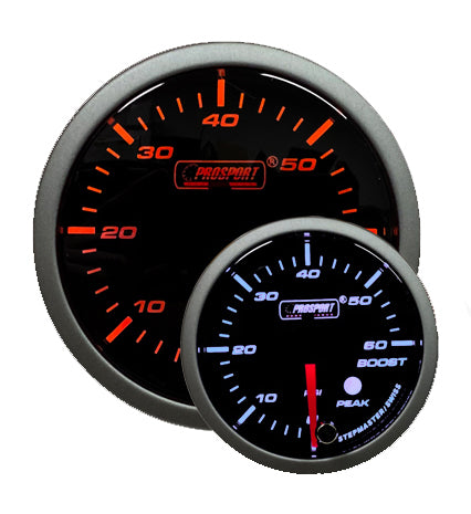 2-1/16" Premium Amber / White Electric Boost gauge 0-60 PSI