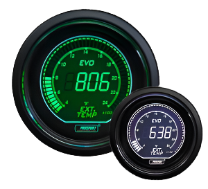 2-1/16" Evo Electrical Green and White Exhaust Gas Temperature Gauge-