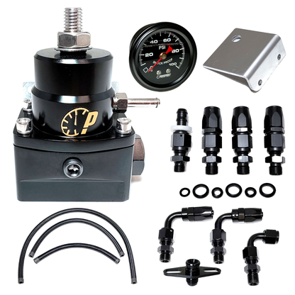 Fuel Pressure Regulator 6AN EFI Bypass Return Adjustable (30-70PSI), Black