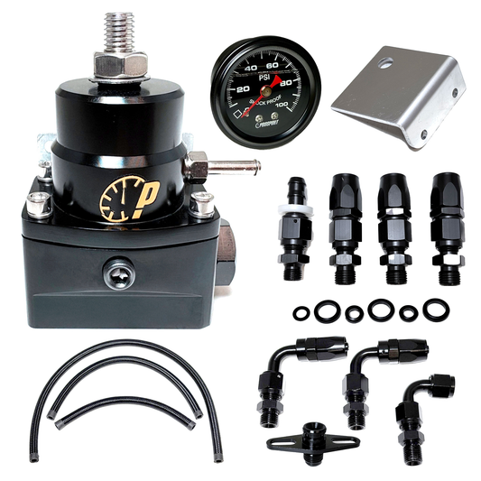 Fuel Pressure Regulator 6AN EFI Bypass Return Adjustable (30-70PSI), Black