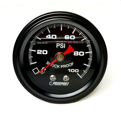 Prosport Liquid Filled Mechanical 0-100 PSI Oil or Fuel Pressure Gauge