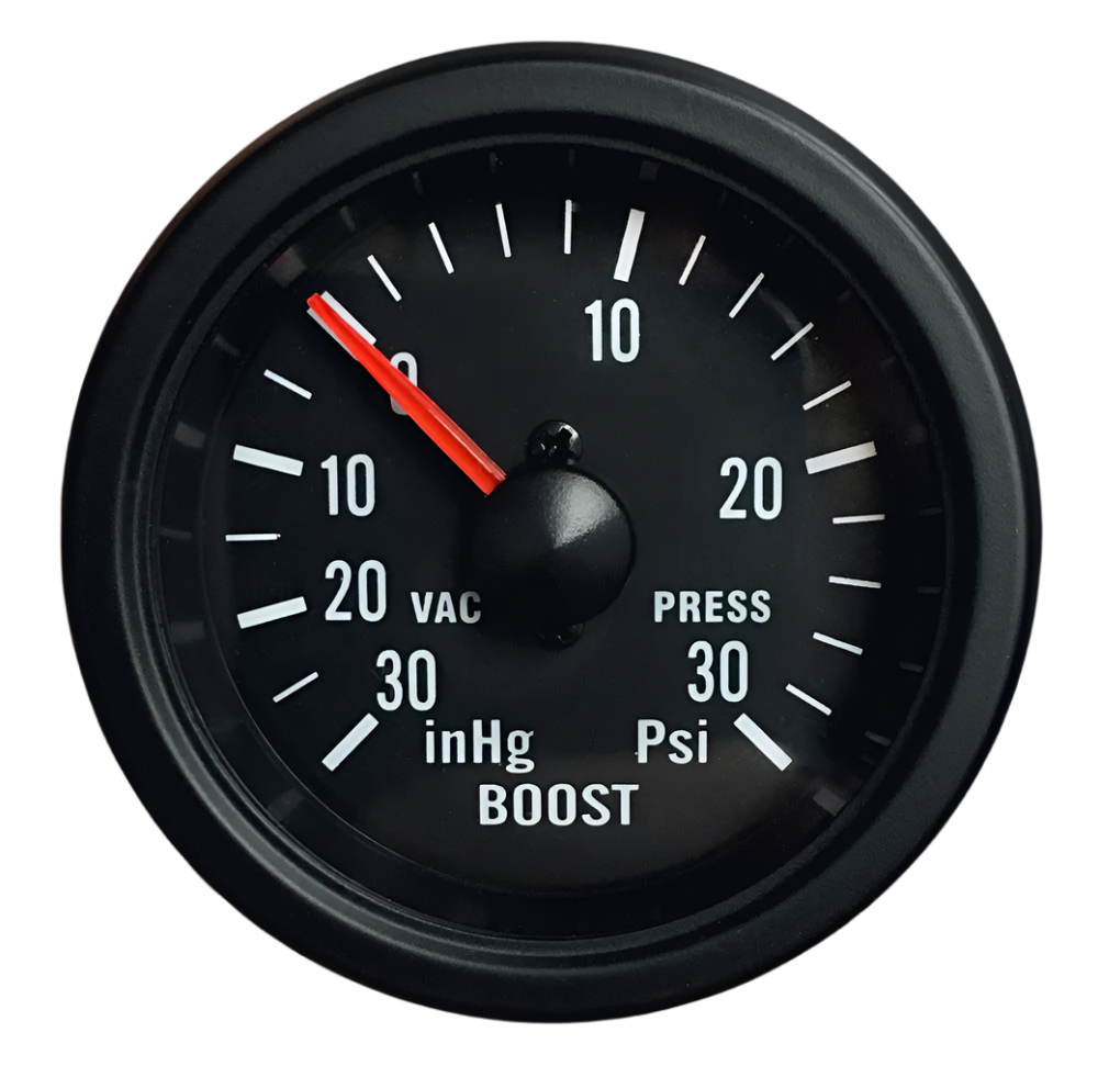 2-1/16" Mechanical Boost Gauge Clear Lens White LED