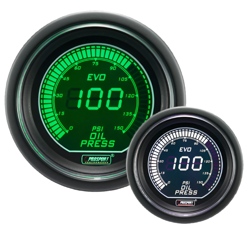 2-1/16" Evo Electrical Green/White Oil Pressure Gauge-