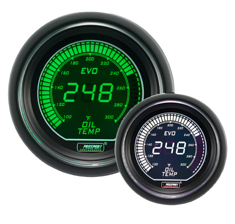 2-1/16" Evo Electrical Green and White Oil Temperature Gauge-