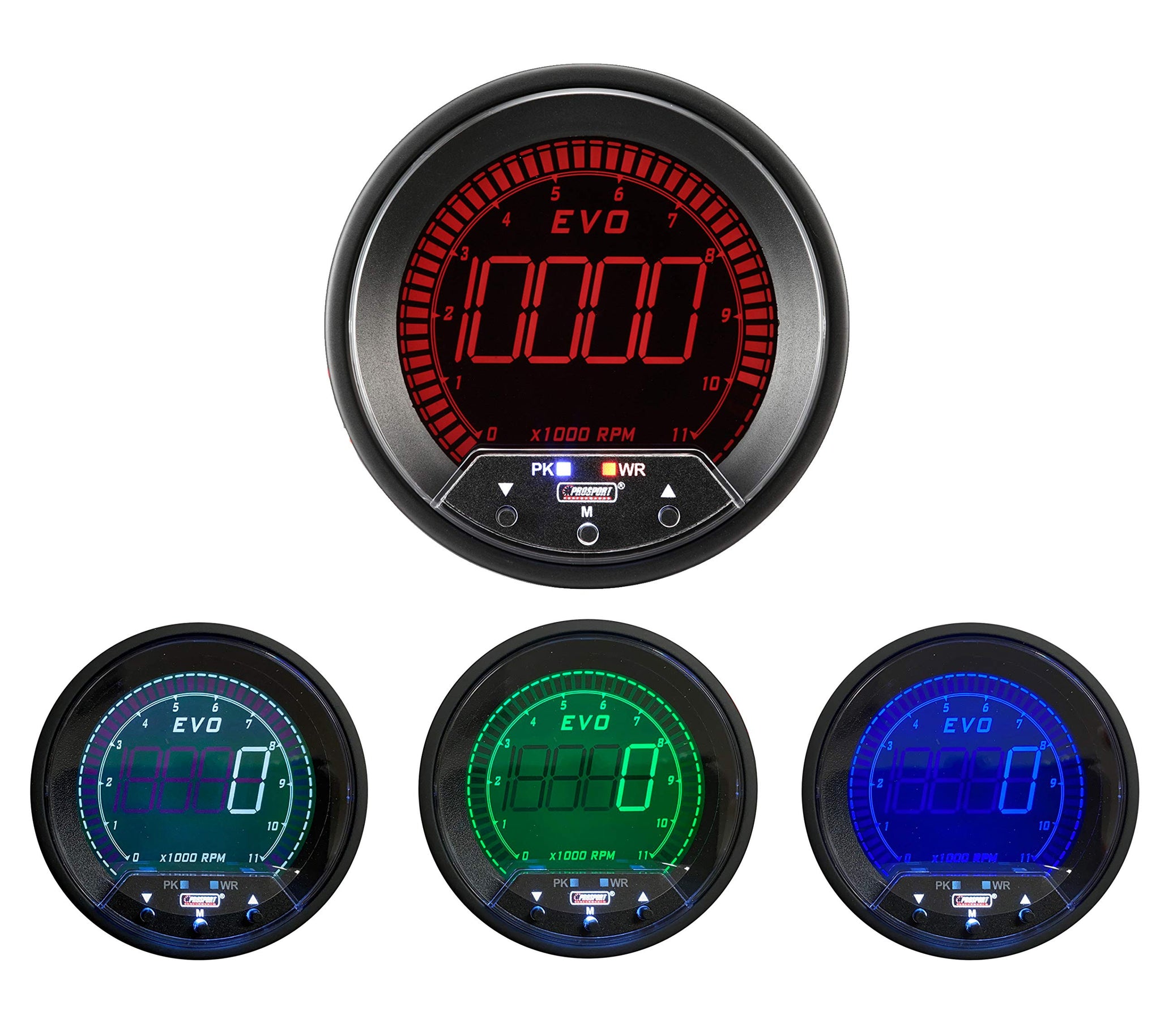 3-3/8" Premium EVO Series Tachometer with  Peak/Warning