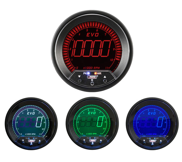 3-3/8" Premium EVO Series Tachometer with  Peak/Warning