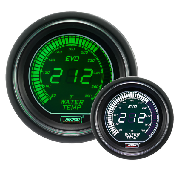 2-1/16" Evo Electrical Green and White Water Temperature Gauge-