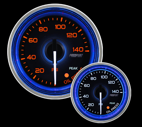 2-1/16" Crystal Blue/White Oil Pressure Gauge