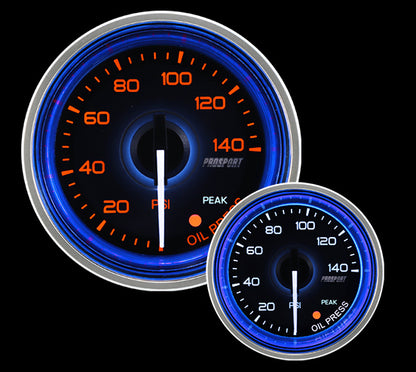 2-1/16" Crystal Blue/White Oil Pressure Gauge