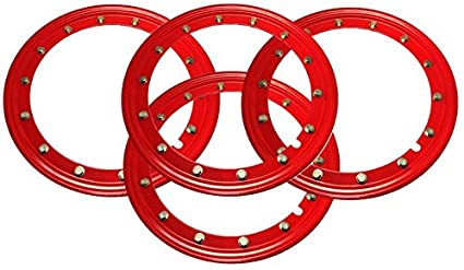 Simulated Bead Lock Hubcap Rings - 16" Red