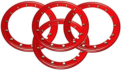 Simulated Bead Lock Hubcap Rings - 15" Red