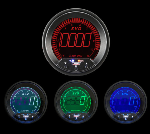 3-3/8" Premium EVO Series Tachometer with  Peak/Warning