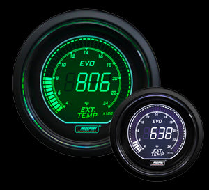 2-1/16" Evo Electrical Green and White Exhaust Gas Temperature Gauge-