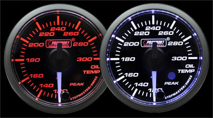 2-1/16" Premium White pointer Clear Lens Amber/White Oil Temperature Gauge-