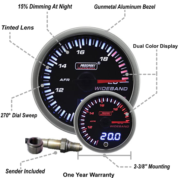 2-3/8" JDM Wideband Digital Air Fuel Ratio kit