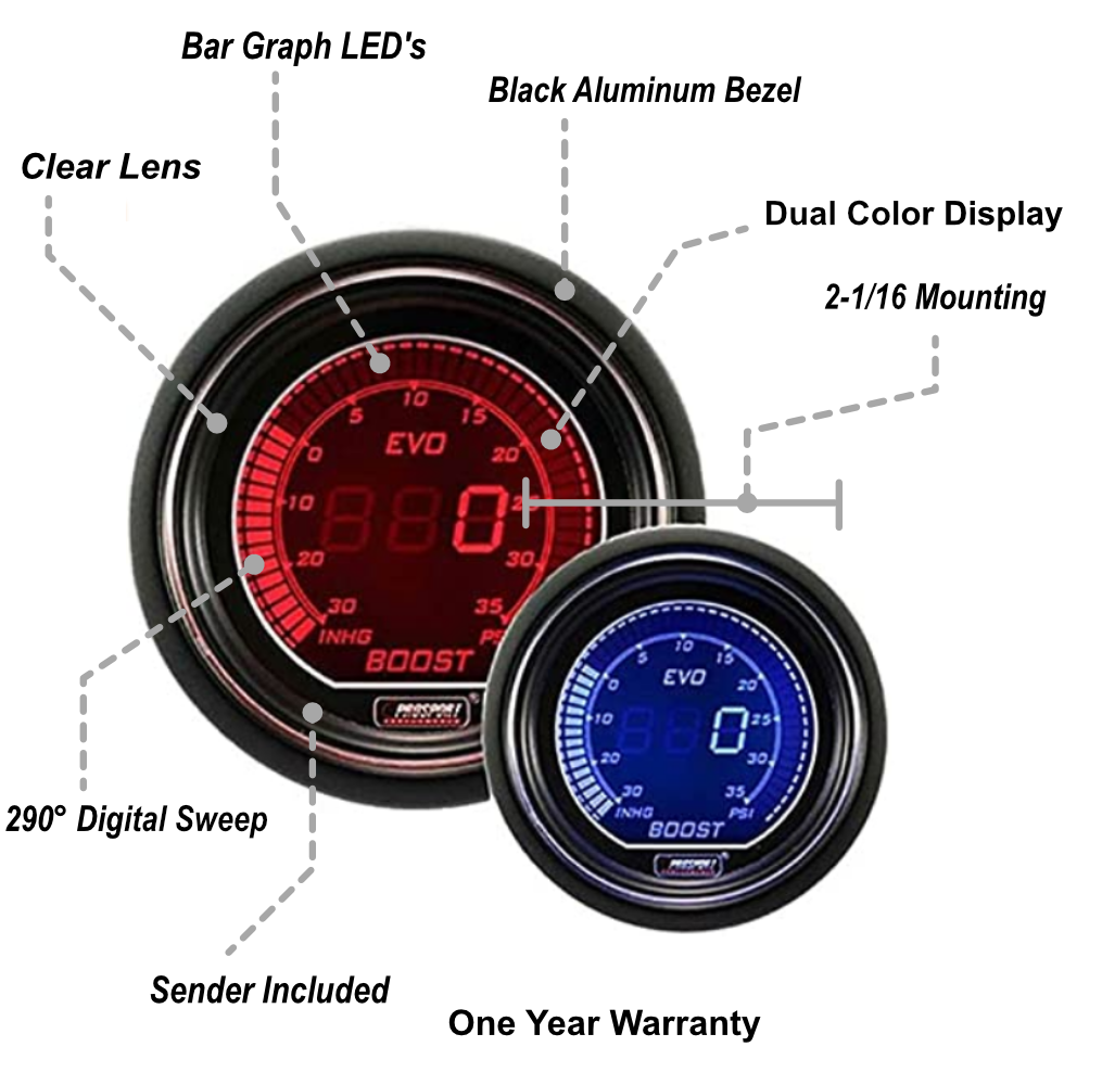 2-1/16" Evo Electrical Boost Gauge