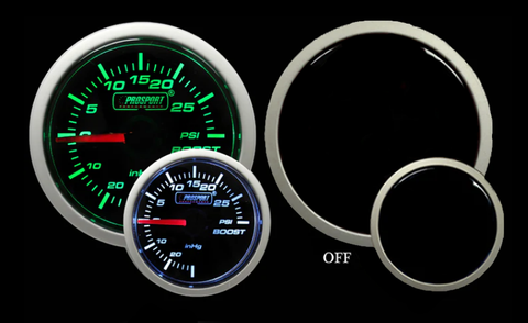 2-1/16" Green/White Electrical Boost Gauge