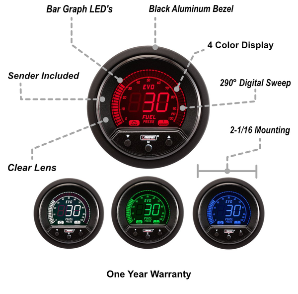 2-1/16" Premium Evo Electrical Fuel Pressure Gauge