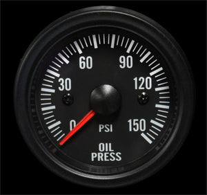 2-1/16" Electrical Oil Pressure Gauge Clear Lens White LED